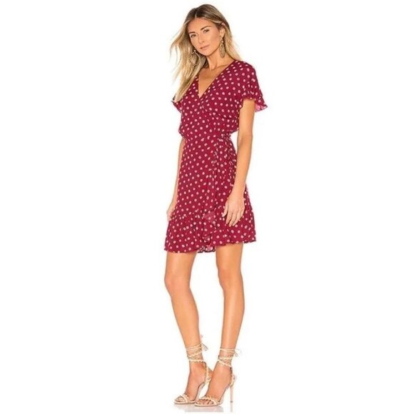 Rails Koreen Red‎ Heart Print Wrap Dress - Picture 1 of 6